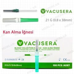 Vacusera Kan Alma İğne Ucu Vakumlu Yeşil 21G 100 Adet