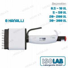 ISOLAB 8 Kanallı Komple Otoklavlanabilir Hacim Ayarlı Mikropipetler