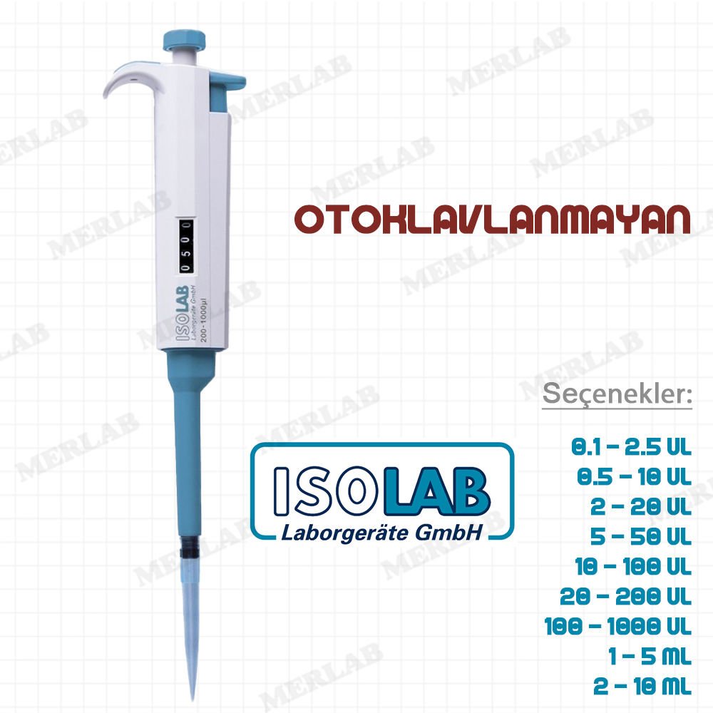 ISOLAB Hacim Ayarlı Otoklavlanmayan Mikropipetler