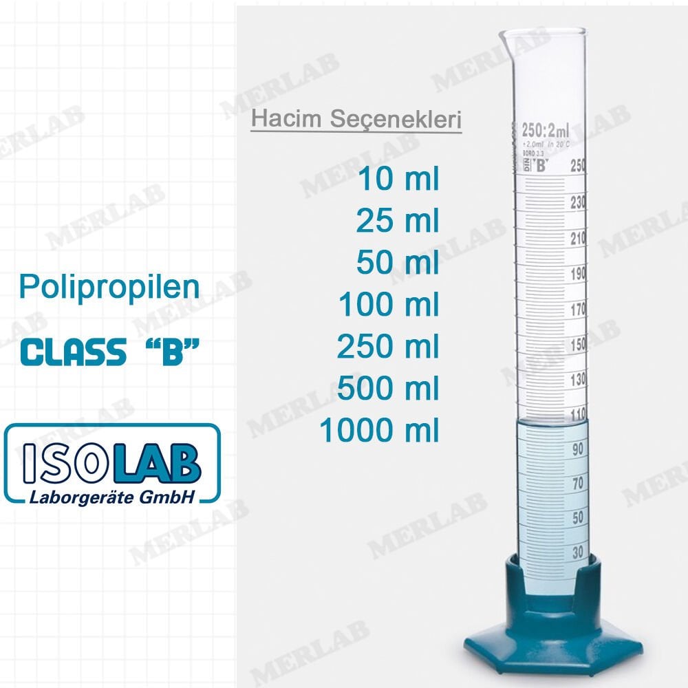 Isolab Class B Polipropilen Tabanlı Cam Mezürler Ölçüm Silindiri