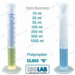 Isolab Mezürler Ölçüm Silindiri Class B Polipropilen Tabanlı