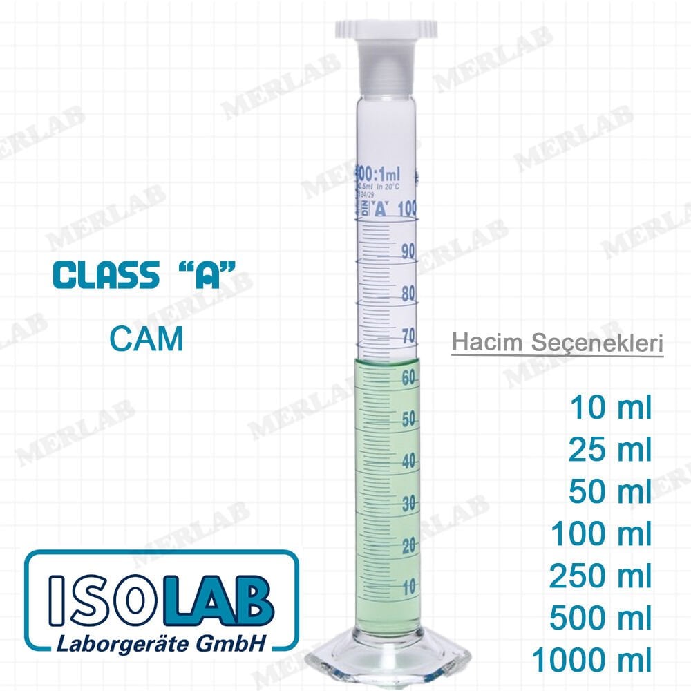 Isolab Karıştırma Cam Mezür Class A Grup Sertifikalı 50 ml