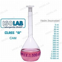 Isolab Balon Joje Borosilikat Şeffaf Cam Class A Grup Sertifikalı 250 ml