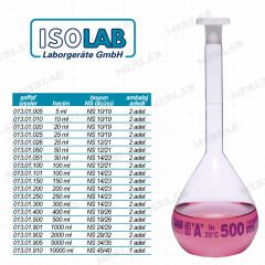 Isolab Balon Joje Borosilikat Şeffaf Cam Class A Grup Sertifikalı 250 ml