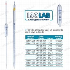 Isolab Dereceli ve Bullu Cam Pipetler Class AS Grup Sertifikalı 50 ml - Bullu