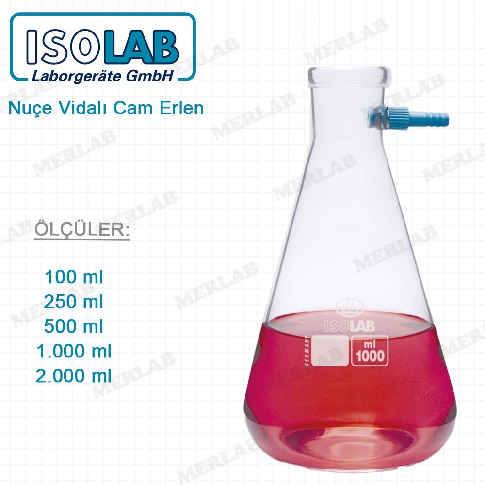 Isolab Cam Nuçe Erlenler Plastik Giriş Borulu Yan Kollu